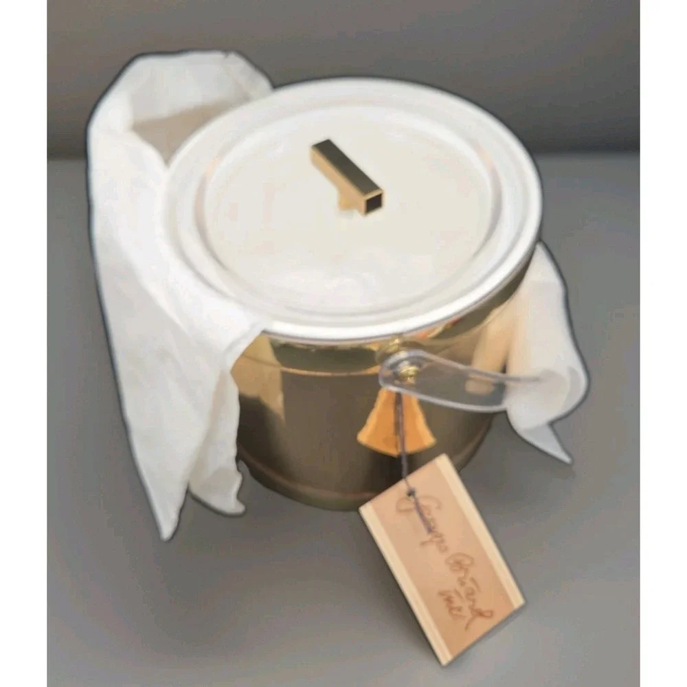 Vintage Georges Briard Ice Bucket Mirror Gold 3 QT 6111-01 MCM With Original Box